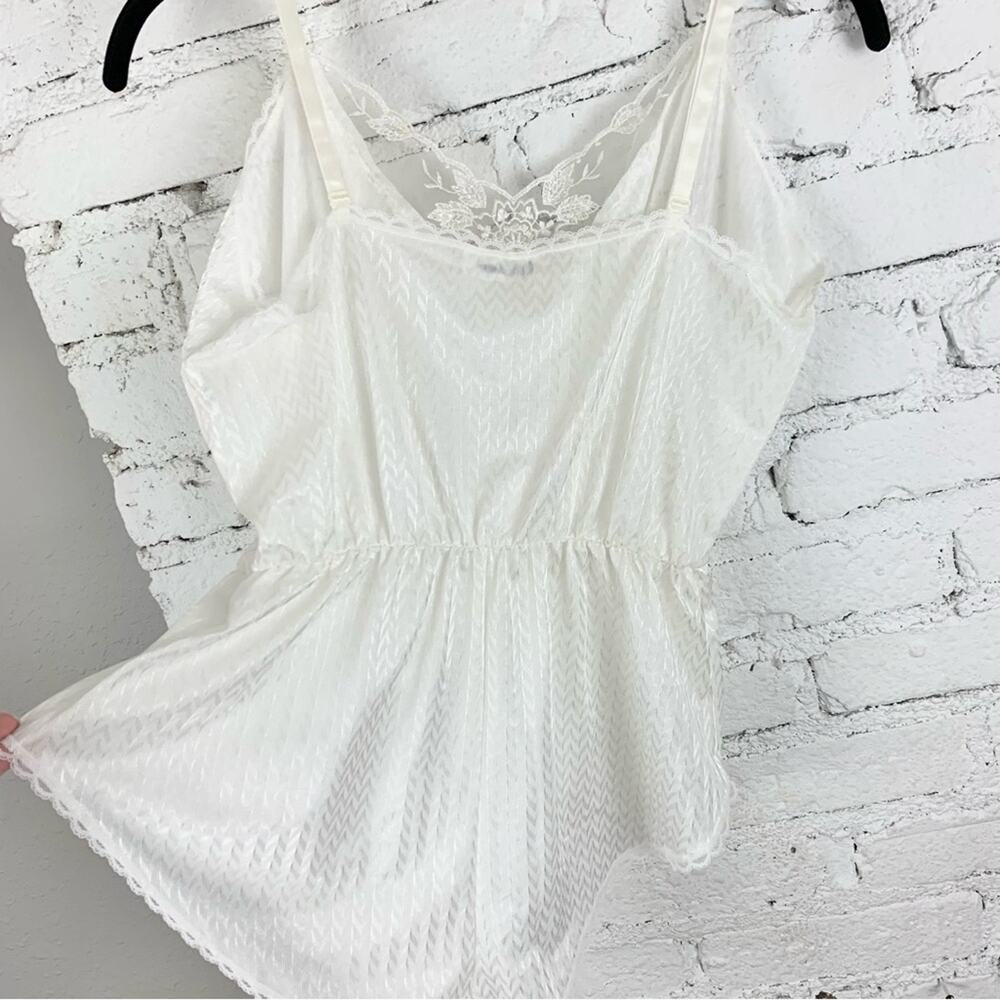 Lady Manhattan Romper Nightie Lingerie Lace High Leg Cut Nylon Large - Picture 5 of 9